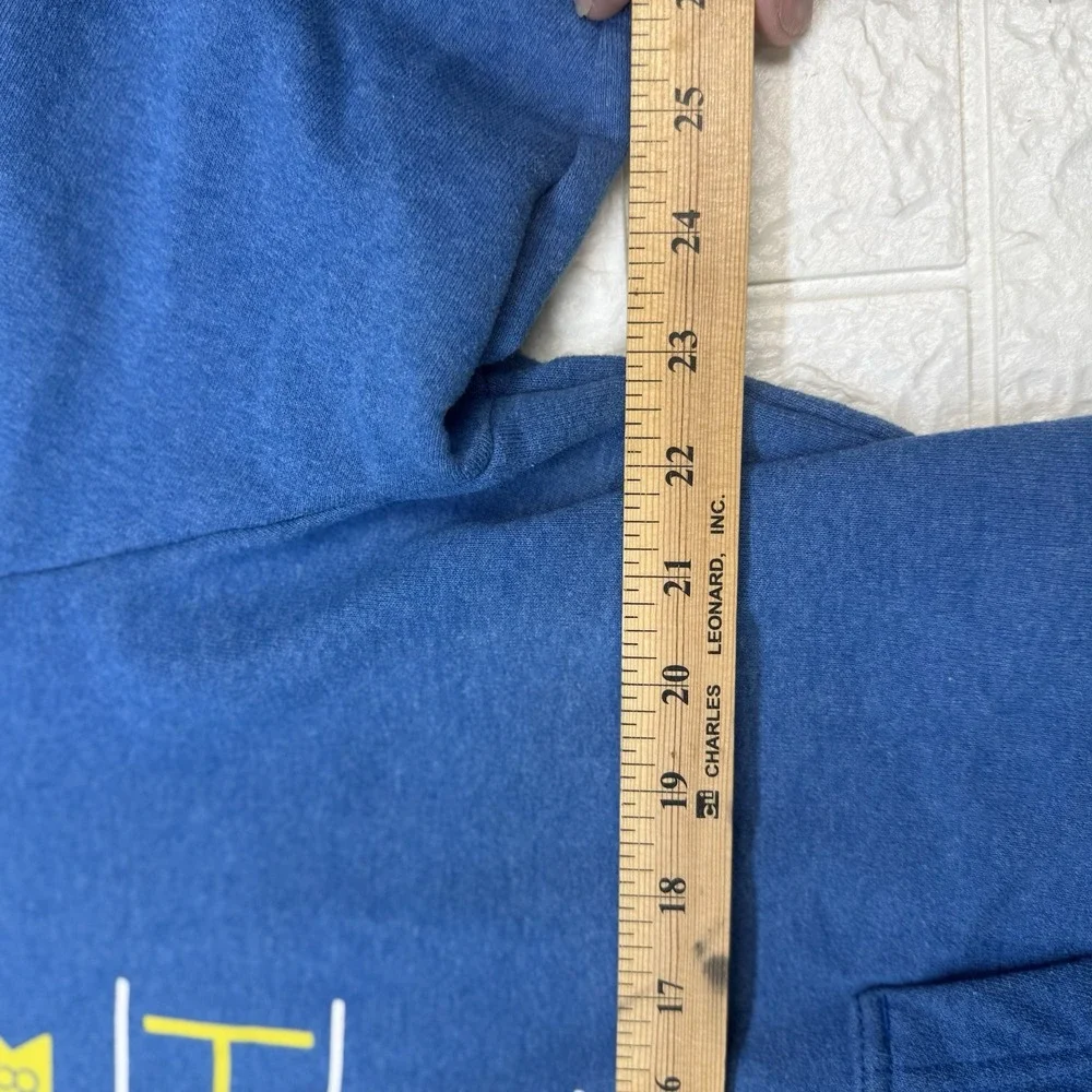 The North Face Hoodie Mens XL Blue Yellow Never Stop Exploring Pullover Fleece